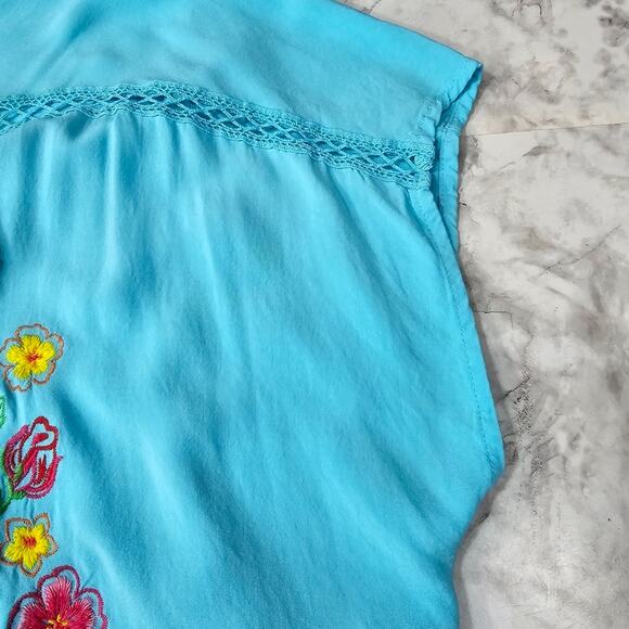 The Pioneer Woman Sz XXL Embroirered BOHO Festival Lace Ruffle Peplum Blouse - Picture 7 of 12